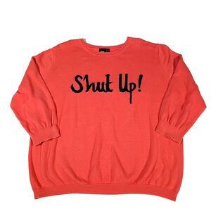 Asos Shut Up Funny Graphic Pullover Sweater 1/2 Sleeve Peach Coral Women's 14